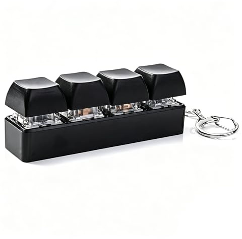 Keyboard Fidget Toys,Relieve Stress Mini Keyboard Clicker Small Fidgets Toy | Button Key Fun Relief Gadgets Mystery Portable Clickers All-Black 4-Button Keychain for Adults Teens Cool Toy Office School