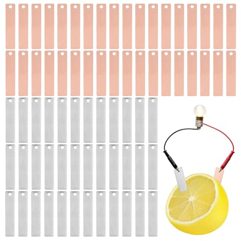 Gosknor 72Pzs Láminas Ánodo Cobre y Zinc para Galvanoplastia | Tiras Metal Puro 36 Cobre 36 Zinc Placas Electrodos Alta Pureza 99,9% para Experimentos Científicos Investigación Laboratori