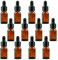 Bouteille d'huile essentielle en verre ambré 12PCS 10ml avec les capsules de compte-gouttes Eyed Maquillage Récipient d'échantillon cosmétique