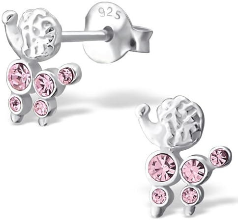 Monkimau Mädchen Ohrringe Pudel Ohrstecker aus 925 Sterling Silver echt Silber mit 10 Kristallen
