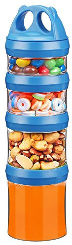 Besthouse Contenitori per Alimenti, Set di 4 Pezzi Twist Lock Impilabile, Contenitori Plastica per Conservare Latte, Proteine in Polvere, Snack, Articoli da Viaggio, Senza BPA(Blu, 910ML)