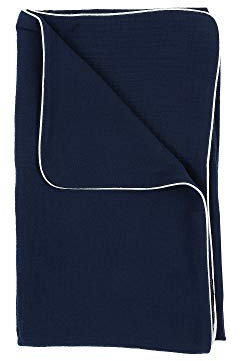 KraftKids Babydecke in Musselin dunkelblau, Kuscheldecke 70 cm x 100 cm, 100% Musselin Stoff mit Liebe handgefertigt in der EU