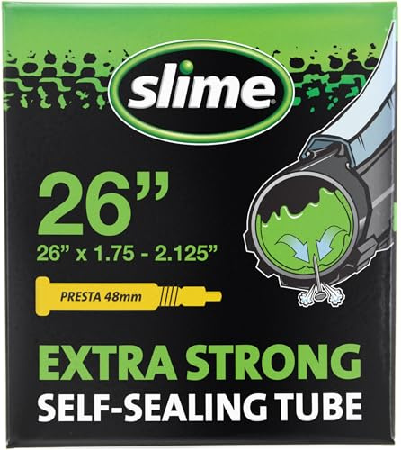 Slime 30084 - Tubo Interior para Bicicleta con sellador de pinchazos Slime extrafuerte, autosellante, prevención y reparación, válvula Presta, 26 x 1.7-2.1 Pulgadas
