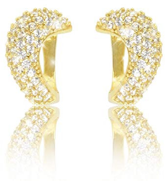 Glamouröse Creolen GLAMOUR aus 925er Silber mit 18 kt Vergoldung vergoldet – Elegante Ohrringe, Kreolen – Hochwertiger Schmuck für Damen – Perfekt für besondere Anlässe – Zeitloses Design