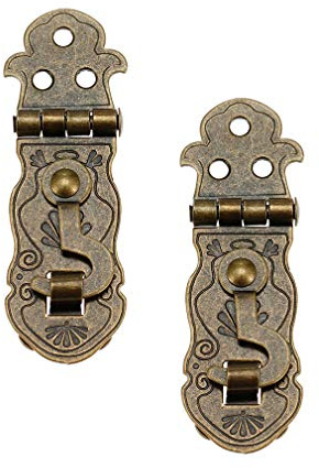 Tiazza 2 Stücke Vintage Style Notebook Haspe 90 Grad Hardware Bronze Ton Metall Antike Latch Tagebuch Schmuck Holz Box Catch Latch Hook Lock Haspe Decor