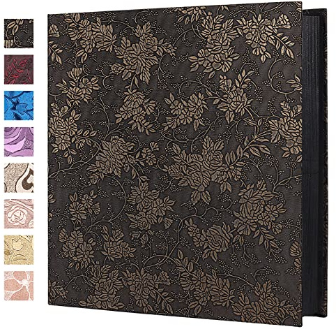 RECUTMS Fotoalbum mit Ledereinband, 600 Taschen, genäht, gebunden, Memo-Album, für 10 x 15 Fotos, 5 pro Seite, Valentinstagsgeschenk, Hochzeits-Erinnerungsalbum (Bronze-Traubenblume)