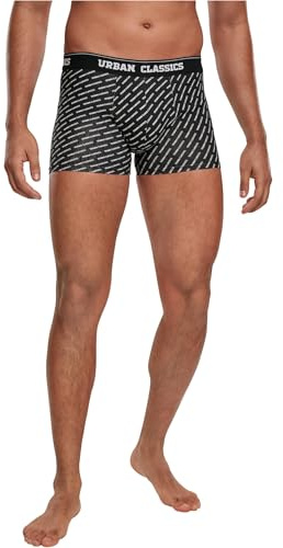 Urban Classics Boxer Shorts 3-Pack Branding AOP/Black/Charcoal S