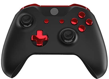 eXtremeRate Botones Completos para Xbox One S/X Botón de LB RB LT RT Bumpers Triggers Gatillos D-Pad ABXY Start Back Sync Botones con Herramientas para Xbox One S One X(Modelo 1708)-Rojo Cromado