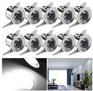 Midore Mini faretto LED da incasso 1 W, 10 faretti da incasso con trasformatore, piccoli faretti LED da soffitto per armadio/cucina/soggiorno