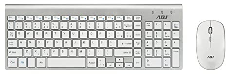 Kit usb Tastiera e Mouse Adj Smal 102 tasti ultra slim - Wireless, Layout Italiano QWERTY, per PC/Laptop/Notebook Windows, Tasti Silenziosi, Senza Fili, 102 Tasti, Mouse Ergonomico 1600 DPI