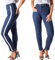 FIRI Damen Jeans mit Galonstreifen Jeanshose Röhrhose High-Waist Übergröße 40-48 (Dunkelblau Typ C1, 44)
