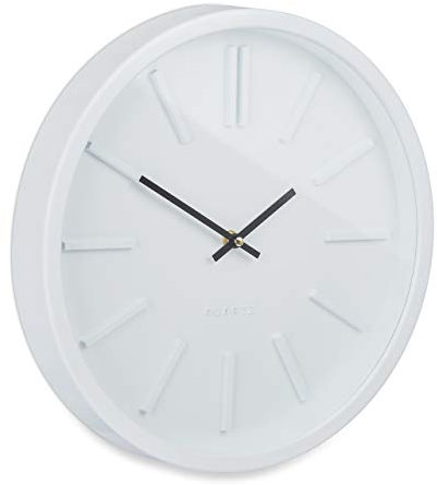 Relaxdays Wanduhr, ohne Sekundenzeiger, modern, analog, Uhr für Küche, Wohnzimmer, Arbeitszimmer, rund, Ø 35 cm, weiß