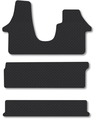 Fits VW Transporter T6 (2015-2019) [Shuttle] 3mm Rubber Car Mats | Tailored Fit Durable Floor Mats Full Coverage Protection Waterproof Accessories Easy Clean Anti Slip Made in the UK