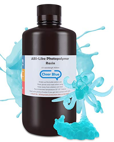ELEGOO ABS-Like Resin für 3D Drucker 1000g Transparent Blau, 405nm Photopolymerharz 3D Drucker UV Resin für LCD/DLP 3D Drucker