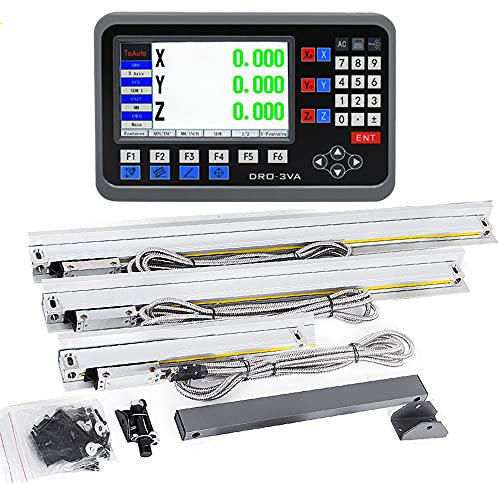 FASTTOBUY 3 Achsen Digitalanzeige-Kit 8 14 20 Digital Anzeige mit 3-Achsen DRO Linearmaßstab 200mm+350mm+500mm für Mühle, Bohrmaschine, EDM (Effektiver Hub: 200mm+350mm+500mm)
