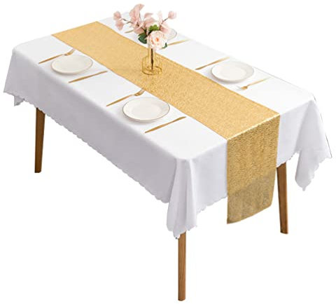LaoZan Schneidbarer Tischläufer Tischband Hochzeit Tischdeko Waschbar Tischtuch für den Esstisch Küche Restaurant (Gold#1,30cm*140cm)