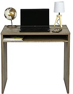 Iris Ohyama, Escritorio con módulo de Almacenamiento con estantería/Escritorio de Ordenador/Escritorio de Madera, Diseño,Robusto, Oficina, Casa - Desk - WDK-800 - Marrón Ceniza, W 80 x D 50 x H 75 cm