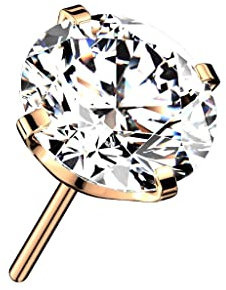 Paula & Fritz® Push-In Aufsatz Rosegold Zirkonia Klar Titan-IUM Grade 23 Piercing Mehrfarbig 3-mm Stein Ohr-Stecker Labret Stud Nipple Straight Barbell