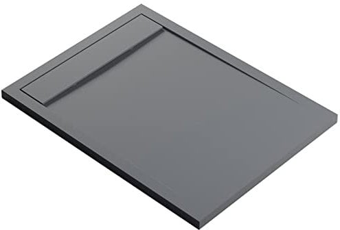 BERNSTEIN Duschtasse 90x120 cm Betonoptik Flache Bauhöhe, Duschwanne aus Mineralguss, Rechteckiges Duschbecken mit Gefälle, Mineralguss-Duschwanne
