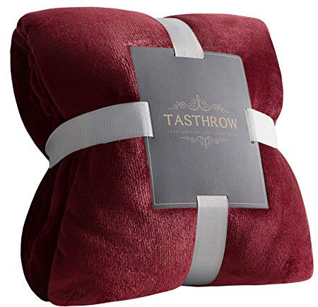 TASTHROW Kuscheldecke, Weiche Fleecedecke Sofaüberwurf, Weich und Warm Tagesdecke Wohnzimmerdecke Couchdecke (Burgund, 150x200cm)
