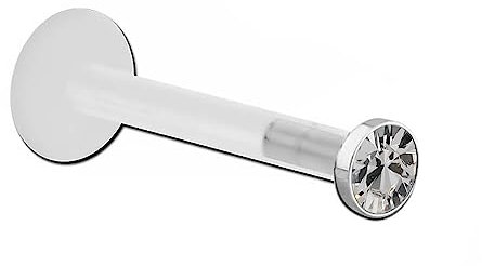 Inoki - Micro labret Bioflex Cristal 2.35mm serti acier - Jonc/Tige 1.2 mm, Long. int. 7 mm, Élément 2.35 mm - Cristal