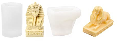 Xidmold 2 Stück Ägyptisches Kleopatra Sphinx Silikonform Kerzenform Seifenform Kuchen Fondant Silikon Formen Backform für Tortendeko, Schokolade, Seife, Sojawachs Kerzen, Statue, Handwerk