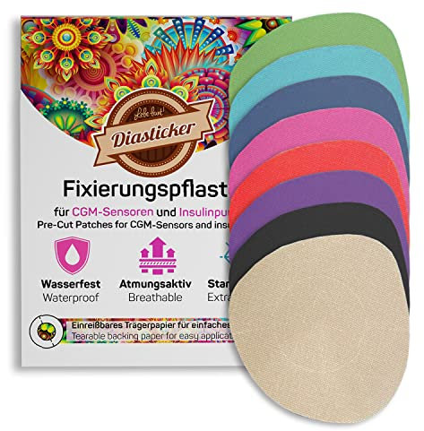 Diasticker® | Overpatch Fixierpflaster 7cm (10 Stück, Mix) - Freestyle Libre 3, Dexcom G7, Katheter | Wasserfest - Atmungsaktiv - Starker Halt | Sensor-Patch, Fixierung, Tape, Pflaster