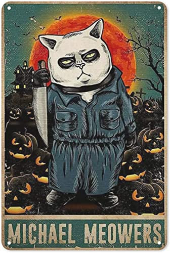 Cat Lovers Michael Meowers Poster Michael Lovers Myers Fan Horror Halloween Home Living Decor Halloween Blechschild Cafe Bar Home Wandkunst Dekoration Retro Metall Blechschild 20,3 x 30,5 cm
