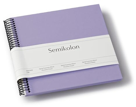 Semikolon 370009 Spiral Album Piccolino - 17 x 17 cm - Fotoalbum, 20 Seiten cremeweiß, Spiral-Fotobuch, lilac silk lila