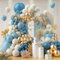 Luftballon Girlande Blau, 125 Stück Ballons Girlande Pastell Blau Beige Sand Weiß, Gold Konfetti Luftballons für Baby Dusche Hochzeit Geburtstag Party Dekorationen Junge Männer
