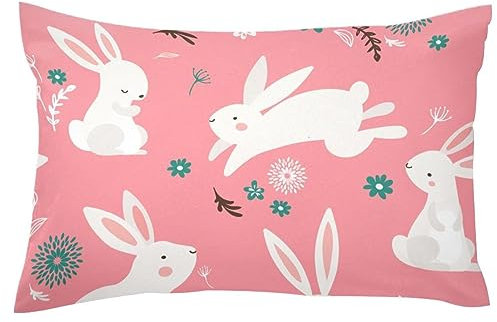 Weicher Samt-Kissenbezug, Osterhase, Standardgröße, 50,8 x 66 cm (Einsätze nicht im Lieferumfang enthalten)