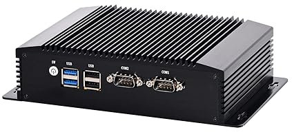 HUNSN Fanless Industrial Computer, IPC, Mini PC, Windows 11 / Linux Ubuntu, Intel N100, IM12, AC WiFi, BT, 4 x USB, 2 x COM, 2 x LAN, DP, 2 x HDMI, 8G RAM 128G SSD