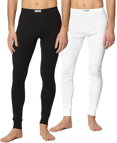 Timone Termo Lange Unterhosen Herren warm und bequem aus Baumwolle Thermounterhose Knöchellänge für kalte Tage Winter Herren Unterwäsche TI30-127 (2er Pack Schwarz/Weiß, M)