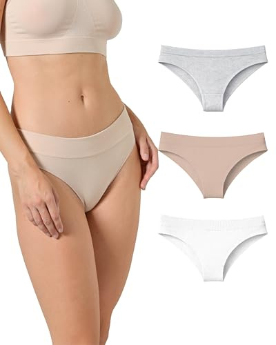 Risalti Culotte Femme Bresilienne Bambou sans Couture Lot de 3 - Slip Femme Invisible, sous Vetement Respirant, Doux, Elastique - Made in Italy