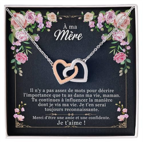 Collier pour femme Fête des mères Argent Maman Idées cadeaux pour elle, anniversaire ou Noël - Coffret cadeau avec dédicace comprise (Or - À ma Mère 2)