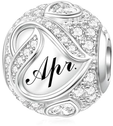 LANBEIDE April Geburtsstein Charms, 925er Sterlingsilber Charms für Pandora Armband, Geburtstags Geschenke für Frauen