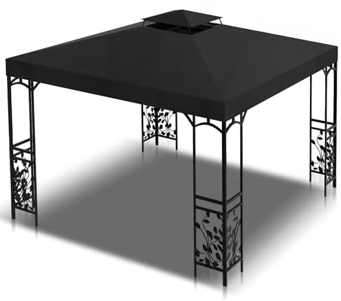 Yakimz Pavillondach 3x3m, Pavillon Ersatzdach, Wasserdicht Partyzelt ersatzbezug, Doppeldach Schutzhaube, UV-Schutz Pavillonabdeckung Festzelt überdachung, Anthrazit