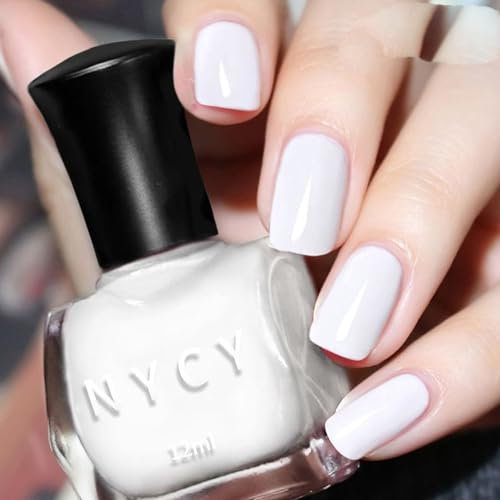 White Nail Polish - White Nail Varnish Quick Dry & Long Lasting Nail Paint 12ml Nails Polishes Low Odor Nail Lacquer for Nail Art Women Girl At Home DIY Manicure