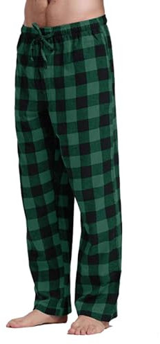 2024 – Mode Herren Casual Plaid Sport Plaid Pyjama Hose Jogger Athletic Herren mit Taschen, grün, XXL