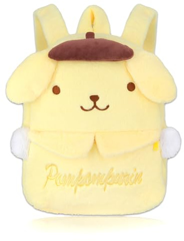 Roffatide Anime Cartoon Pompom Purin Nette Plüsch Puppe Rucksack Kawaii Lolita JK Frauen Tasche Geburtstagsgeschenke Schwarz Gelb