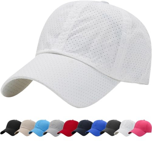 DURINM Cappello da Baseball Traspirante Uomo con Visiera - Regalo per Nonno/Papà (Bianco)