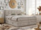 MKS MEBLE King Boxspringbett 160x200 Beige - Polsterbett Mit Bettkasten, Multipocket-Matratze H3, Kopfteil und Topper - Luka H3 Beige Struktur