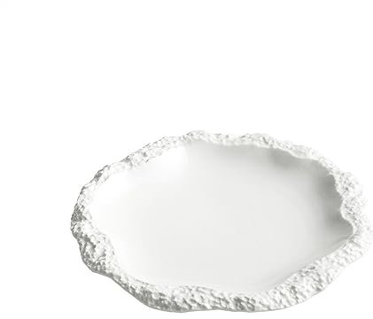 NEBE Piatti Moderni Piatto a Forma di Roccia Creativa Piatto da Frutta Piatto da spuntino Piatto Piano in Ceramica Bianca for Uso Domestico Piatto Piano Stoviglie da Cucina Piatti Fondi(S)