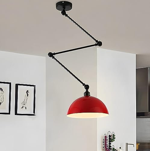 Generic Pendant lamp Fitting Chandelier Long Swing Arms Kitchen Island with Extra Long Adjustable Cord Industrial Metal Dome Hanging Lamp Farmhouse for Dining Room Restaurant Home Bar