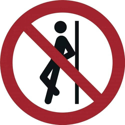 Gegenlehnen verboten Kunststoffschild Ø 20 cm gemäß ISO 7010