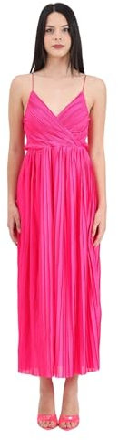 Only Vestido largo fucsia para mujer con estampado plisado, Rosa, S