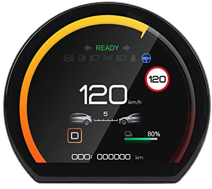 BOROCO 3,54 Zoll Rundes Auto-HUD-Display 800 X 640 Armaturenbrett-LCD-Bildschirm Digitale Tachoanzeige Ersatz für TES_L_A M_O_DEL 3 Y (-1614230025112)