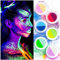 12 Colors UV Glow Neon Christmas Neon Rainbow Face Paint, Water Activated Eyeliner, UV Glow Blacklight Fluorescent Paint, Costume Halloween and Club Makeup Art Paint (12 Colors)