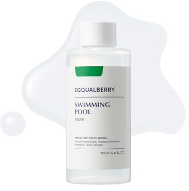 EQQUALBERRY Swimming Pool Toner - Korean Toner for Daily Exfoliating & Deep Hydration with Natural Enzyme Protease & Hyaluronic Acid, For Sensitive Skin, 5.24 Fl Oz (155ml)