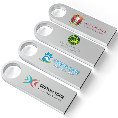 Metall USB-Stick personalisiert, 20 Stück, Wooolken Pen Drive 2.0 mit Gravur von Text, Muster, Firmen- oder individuellem Logo, 128 MB/256 MB/512 MB/1 GB/2 GB/4 GB/8 GB/16 GB/32 GB/64 GB/128 GB